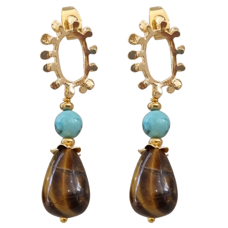 Glamour Turquoise & Tigereye Earrings