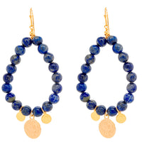 Vera hoop Earrings with Coin drops Lapis Lazuli