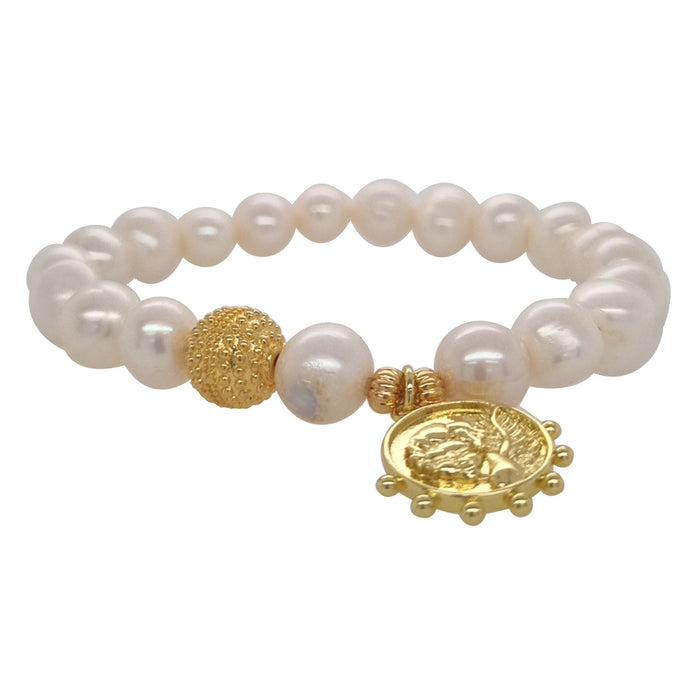 Zara Freshwater Pearl Coin Charm Bracelet