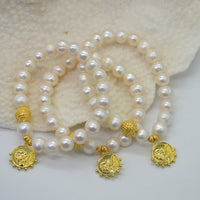 Zara Freshwater Pearl Coin Charm Bracelet