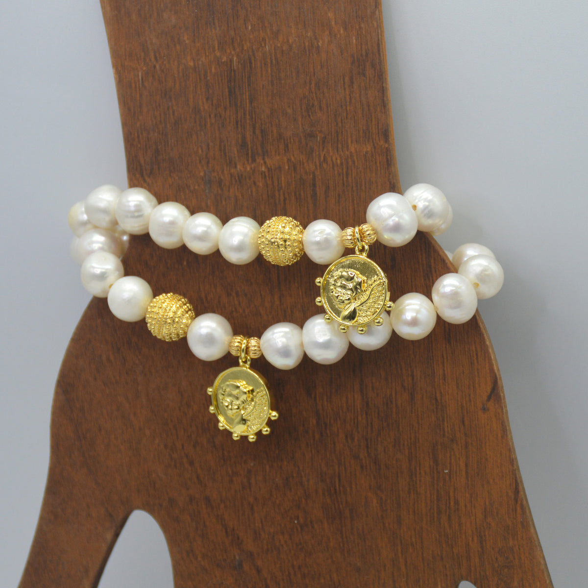 Zara Freshwater Pearl Coin Charm Bracelet