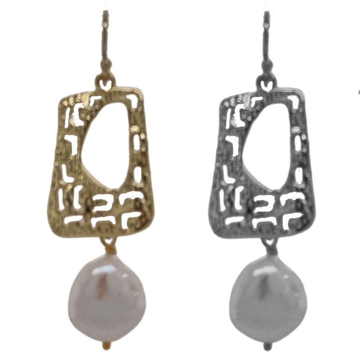 Golden Window Pearl Earrings