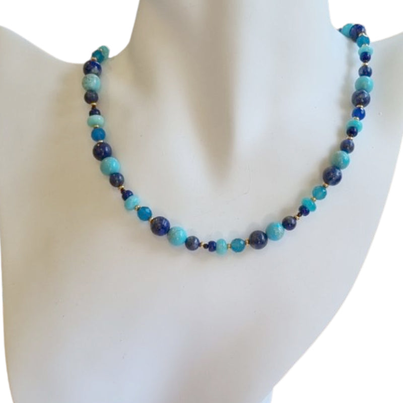 Aphrodite Marine Lapis Lazuli, Turquoise & Amazonite Necklace