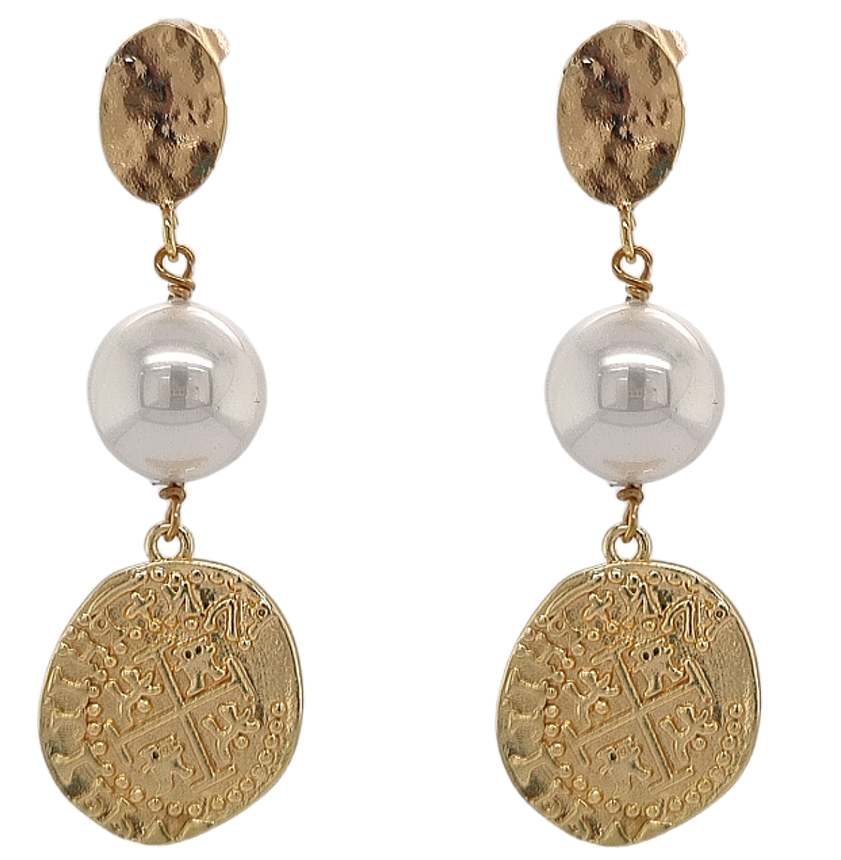 Praia Shell Pearl Coin Earrings